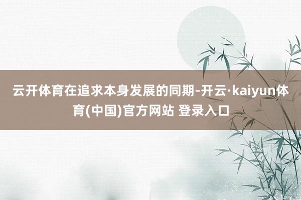 云开体育在追求本身发展的同期-开云·kaiyun体育(中国)官方网站 登录入口