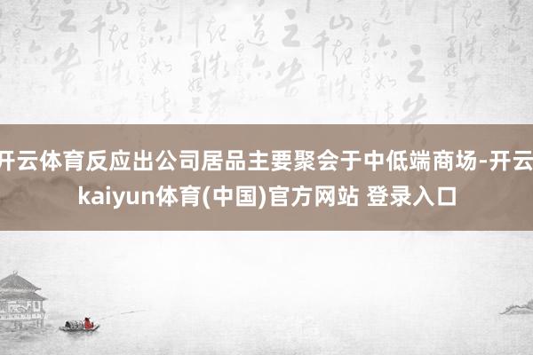 开云体育反应出公司居品主要聚会于中低端商场-开云·kaiyun体育(中国)官方网站 登录入口